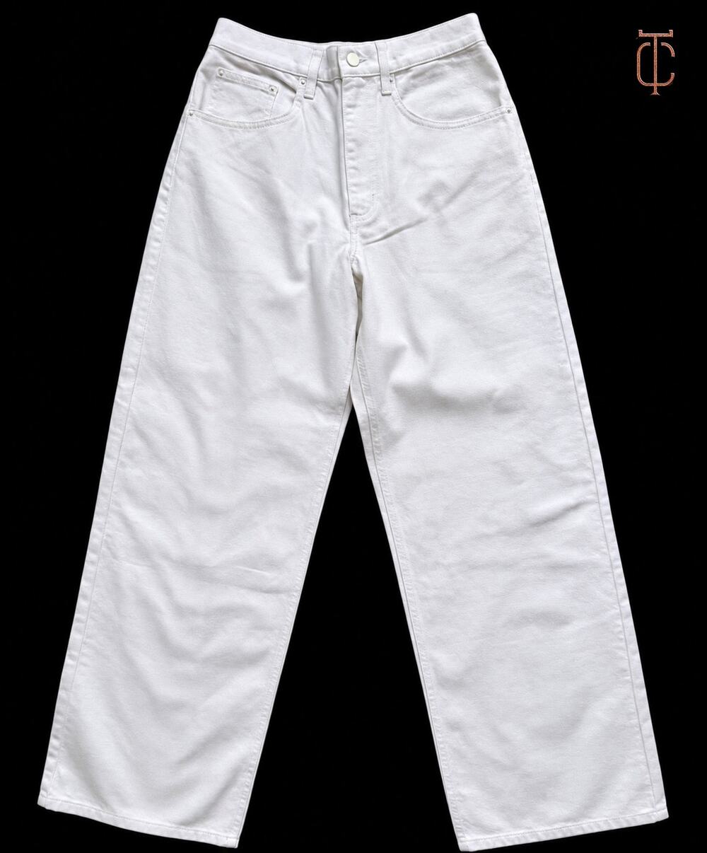 KHY Women's Classic Low Rise Wide Leg Jeans Light Wash Raw Hem Size 23 NWT